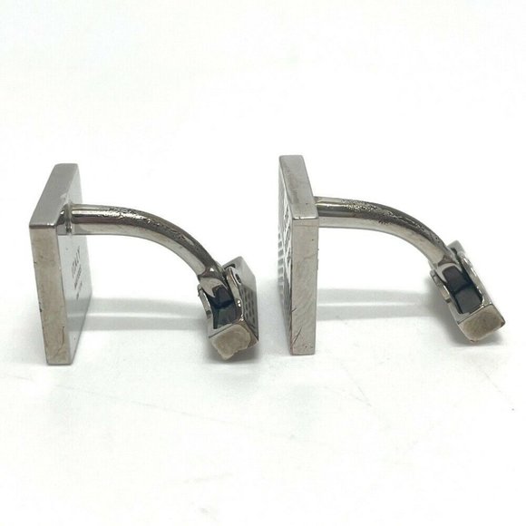 Authentic LOUIS VUITTON Damier 4 Boutong de Manchette Cufflinks cuffs Silver - Picture 2 of 6